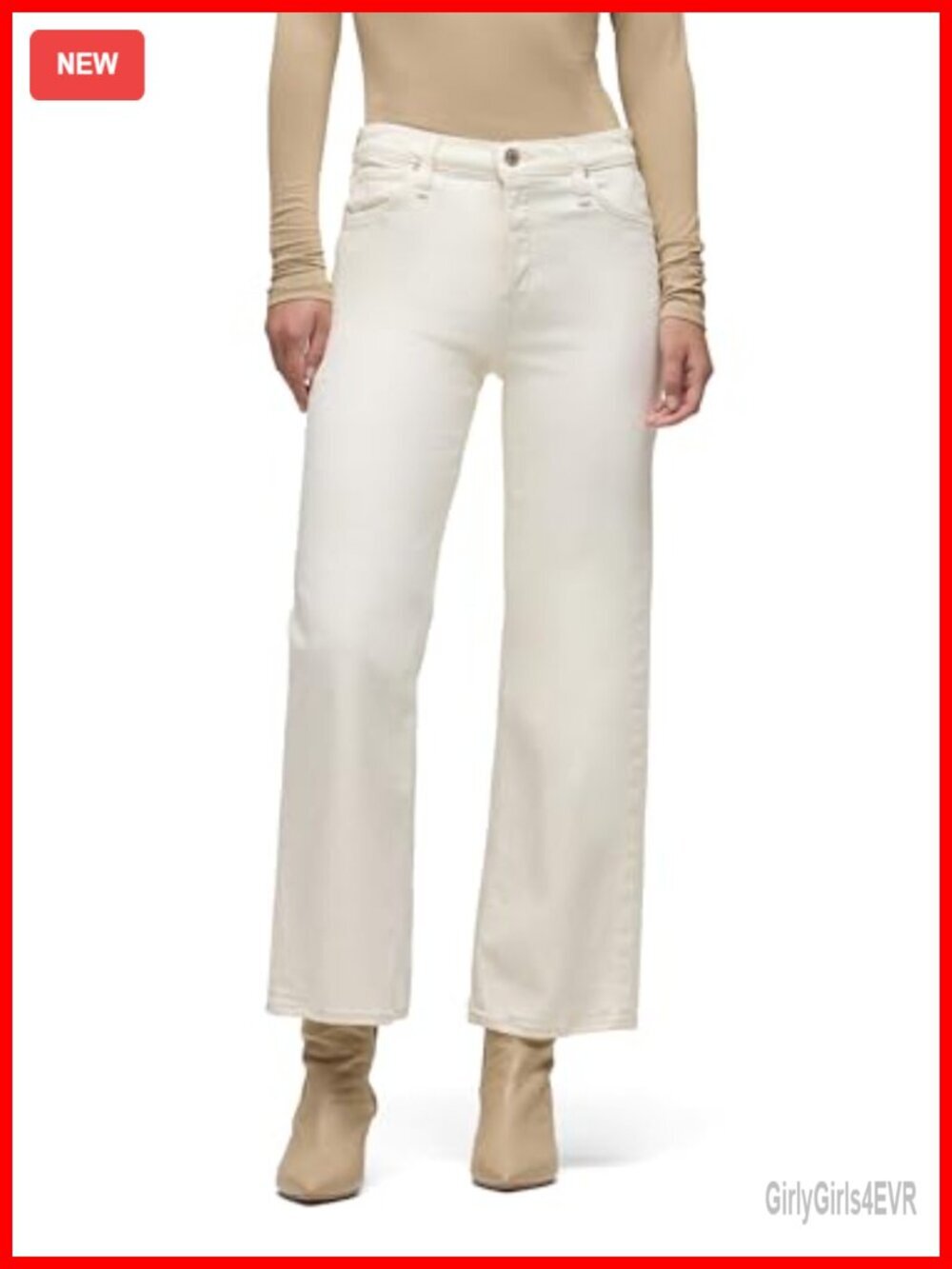 High Rise Wide Leg Ankle Jeans with Stretch Denim